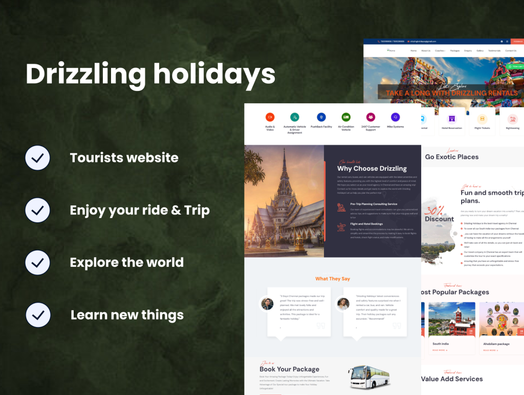 project- wesite - Drizzling holidays -